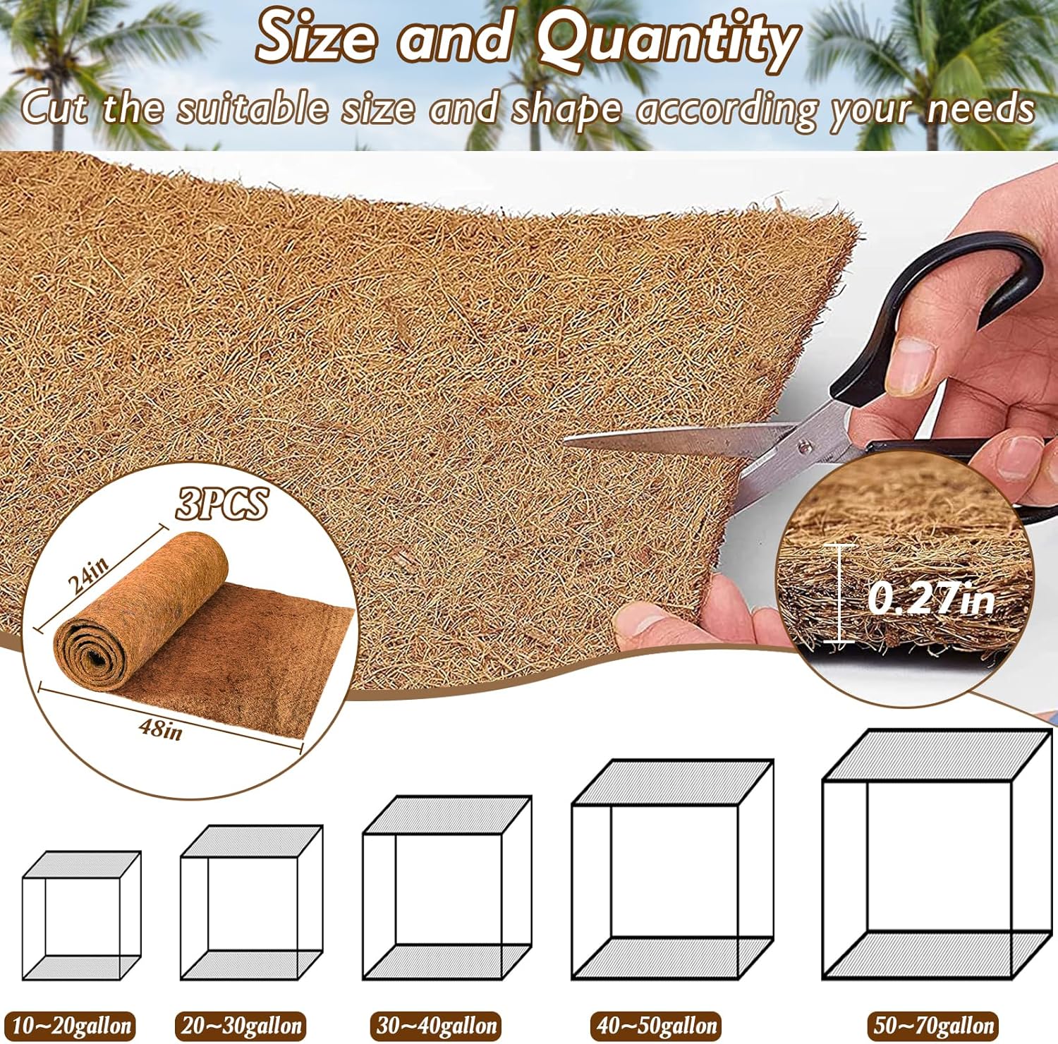 3 Rolls Reptile Carpet, 24x48i - Substrate Coconut Fiber avis et prix