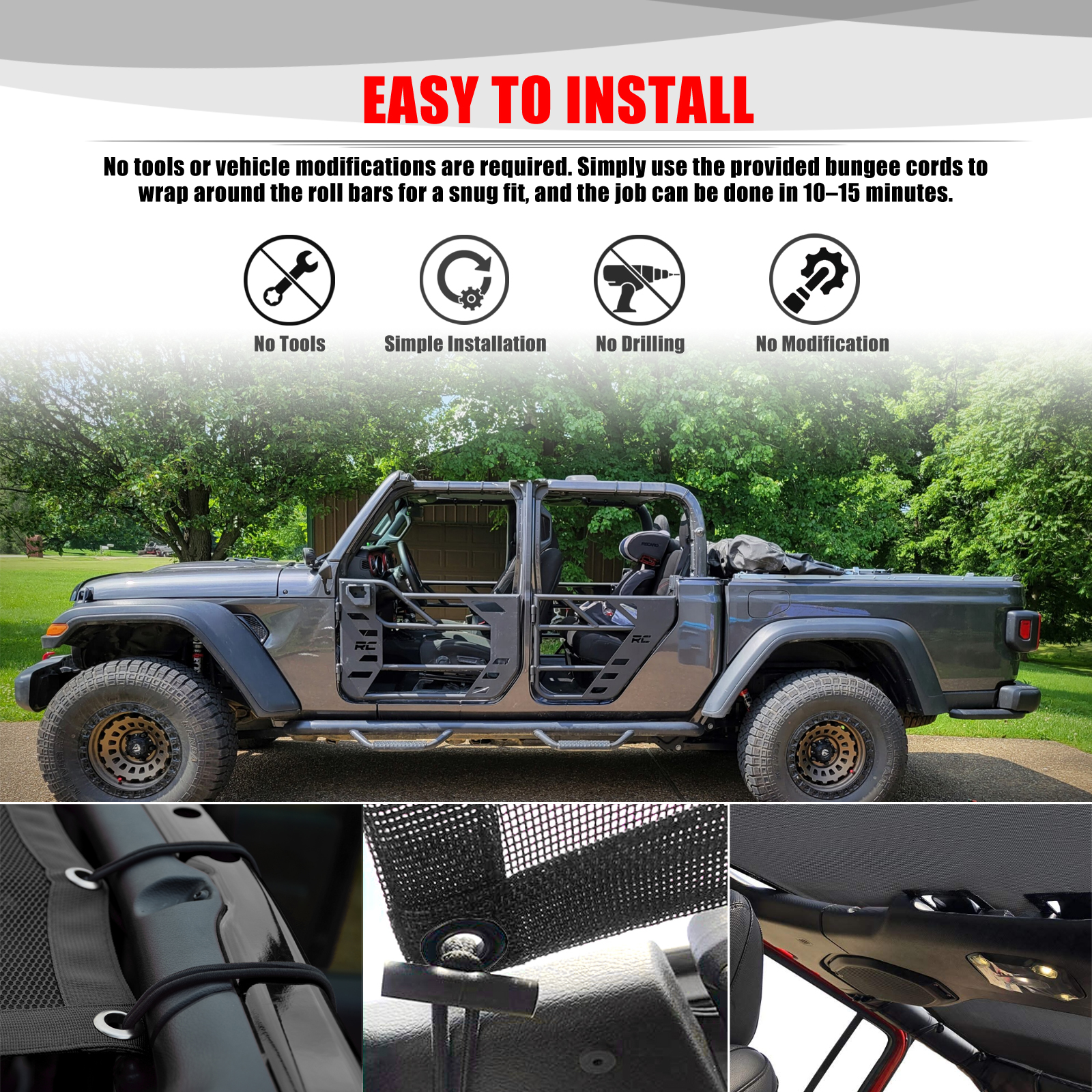 For Jeep Gladiator JT 4 Door A - Screen Top Mesh avis et prix