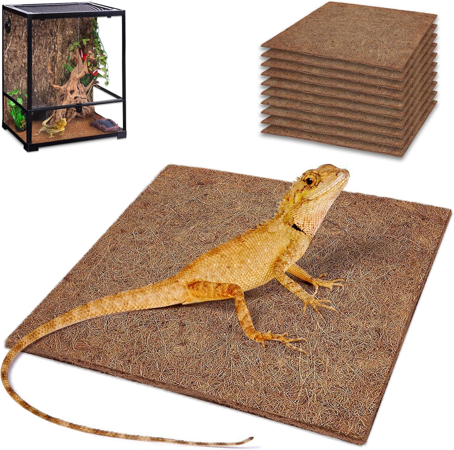 10 Pcs Reptile Carpet, 12x12 i - Substrate Coconut Fiber avis et prix