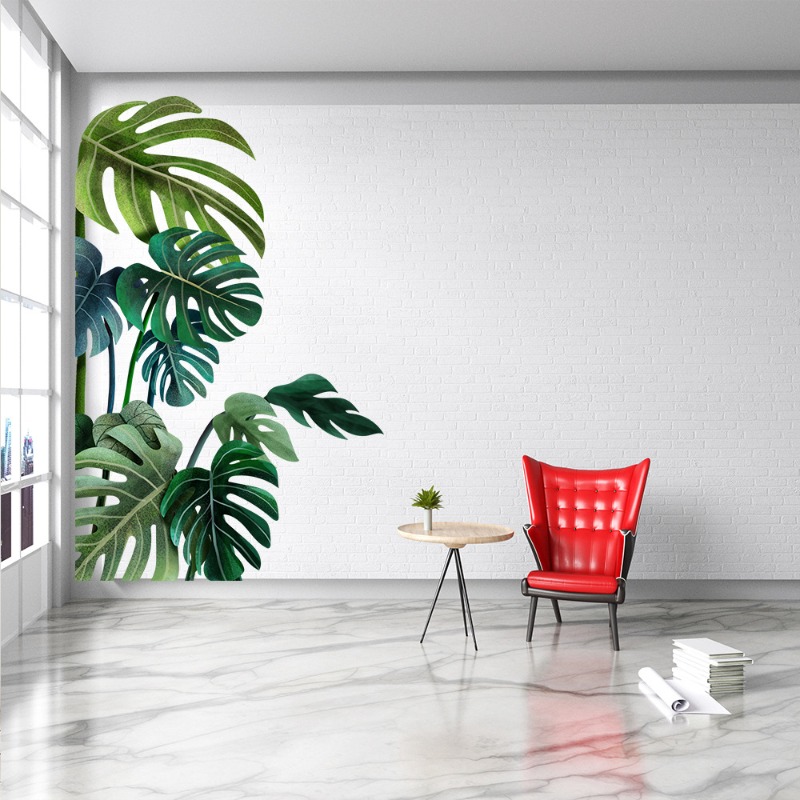 Large Nordic Green Leaf Wall S - Pvc Panel Background avis et prix