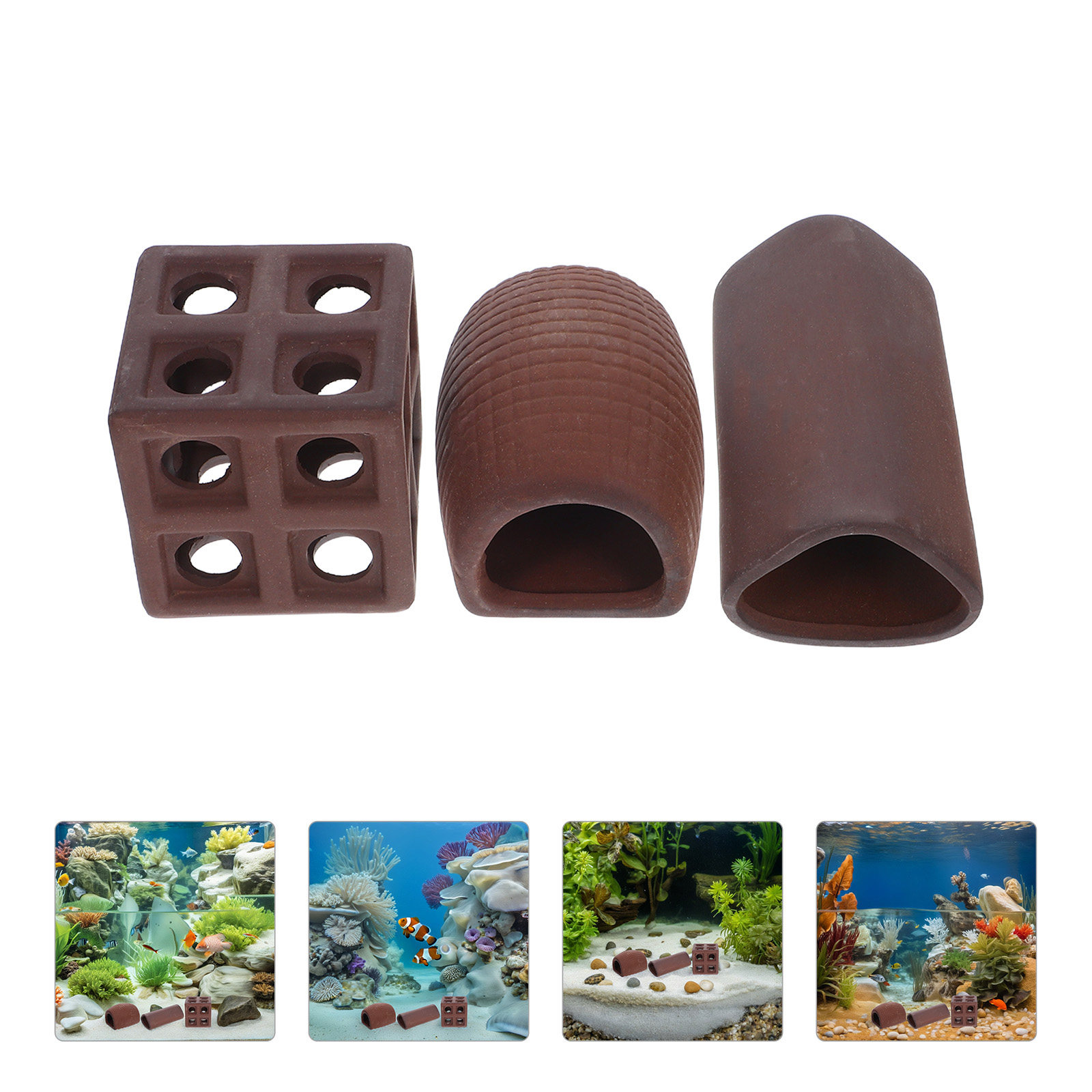 3Pcs Aquarium Decorative Rocke - Hide Cave Ceramic avis et prix